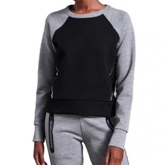 Superdry Core Gym Tech Panel Sweatshirt in City Grey Marl - Size 8 - Picture 1 of 10